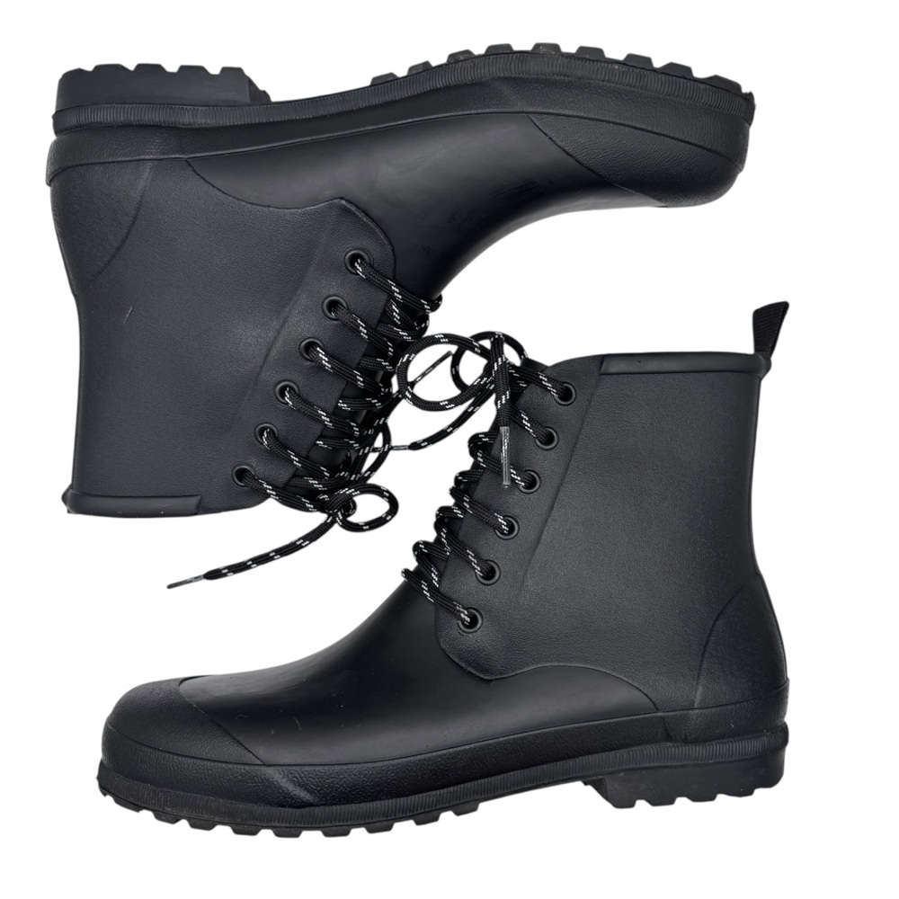 Madewell Women’s Black Lace-Up Rain Boots - Size 8